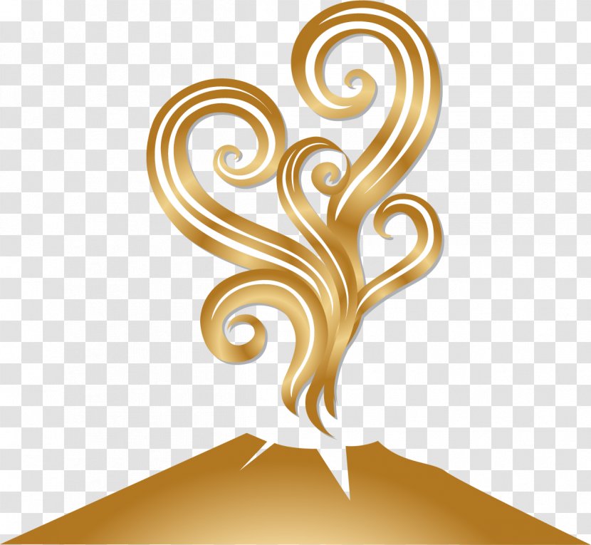 Mount Vesuvius Volcano Logo Illustration - Heart - Golden Erupts Transparent PNG