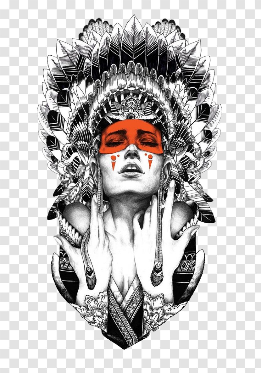 Tattoo Artist Native Americans In The United States Indigenous Peoples Of Americas Black-and-gray - War Bonnet Transparent PNG