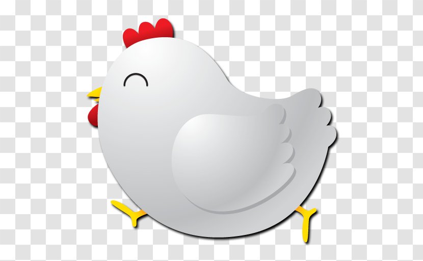 Chicken Rooster Icon - Bird - White Chick Red Crown Transparent PNG
