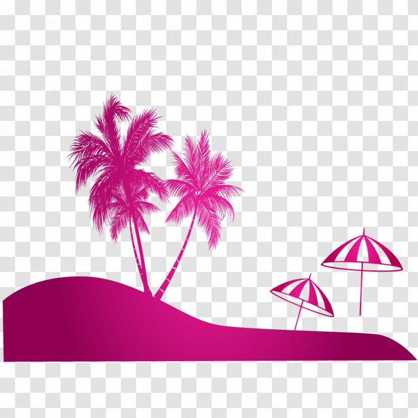 Beach Euclidean Vector Landscape Fukei - Purple - Seaside Coconut Tree Element Transparent PNG