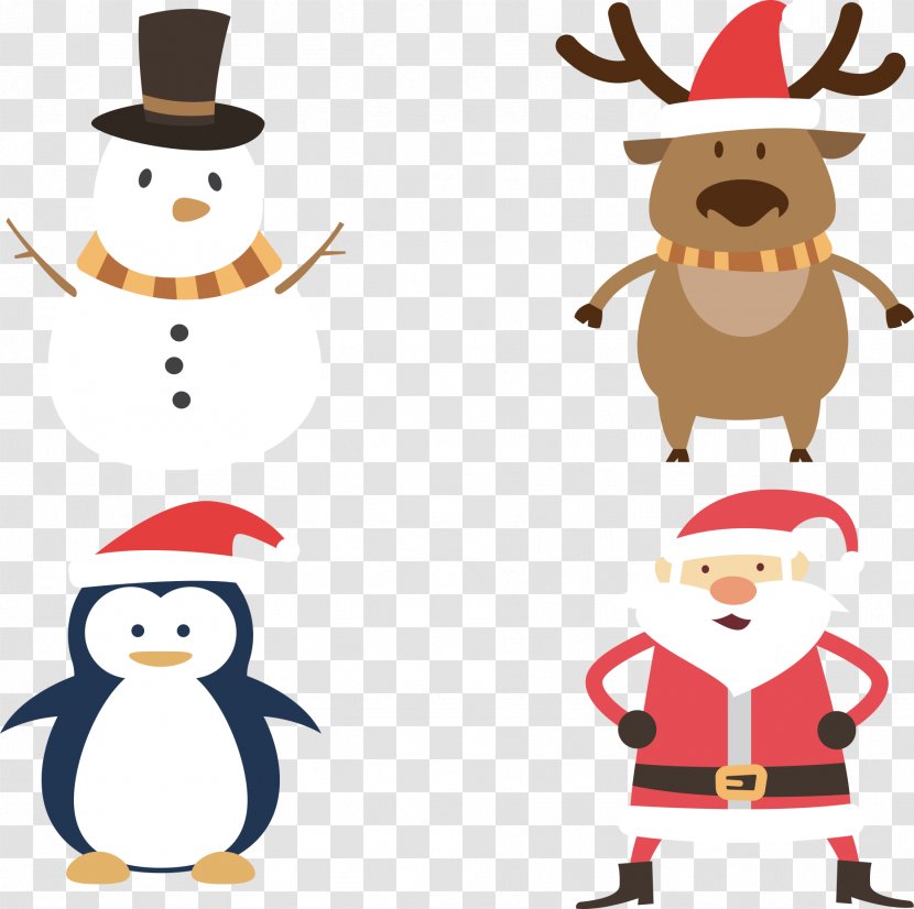 Santa Claus And Penguins - Cartoon - Christmas Decoration Transparent PNG