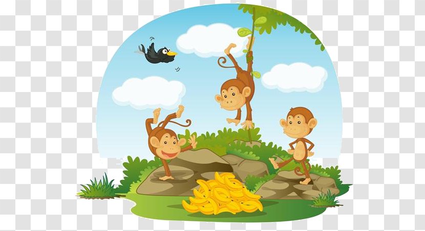 Three Wise Monkeys Cartoon Illustration - Royaltyfree - Monkey Material Transparent PNG
