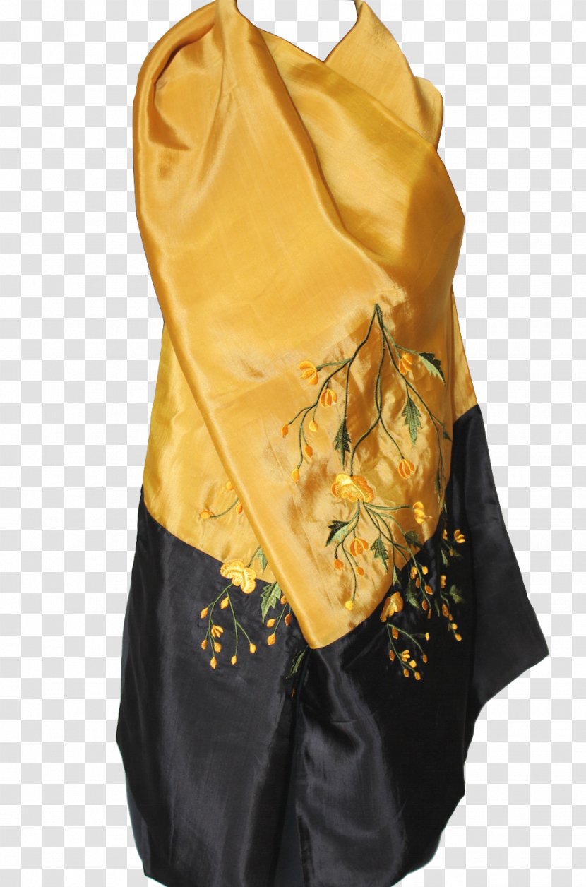 Silk Scarf Shawl Satin Wrap - Yellow - Cloth Transparent PNG
