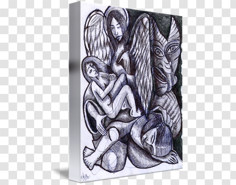 Illustration Sketch Visual Arts Fine Art - Devil And Angel Transparent PNG