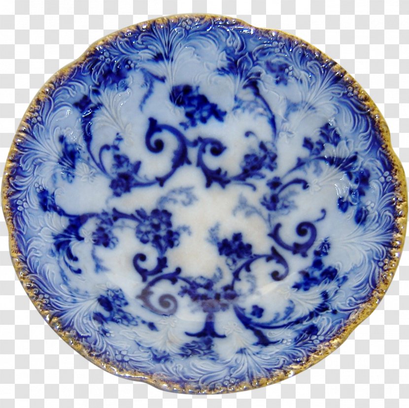 Plate Blue And White Pottery Ceramic Platter Flow - Patera Transparent PNG