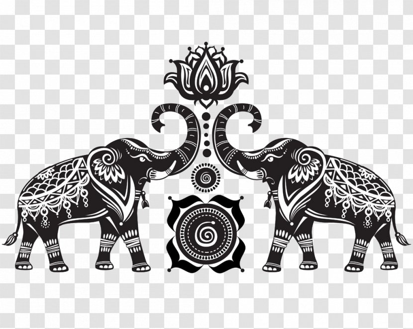 Nelumbo Nucifera Elephant Ornament Illustration - Asian - Elephants And Lotus Transparent PNG