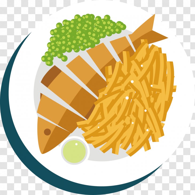 French Fries Fish And Chips Fried English Cuisine Pea Soup - Vector Hand-painted Transparent PNG