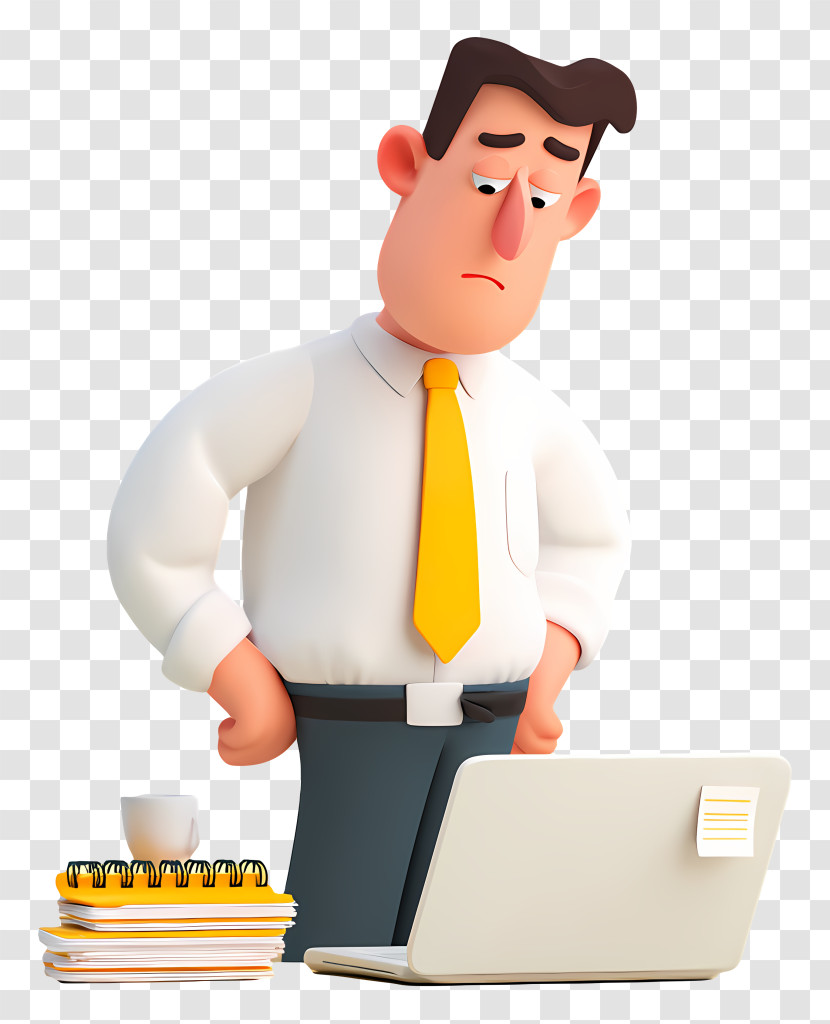 Worried Office Worker At Laptop Transparent PNG