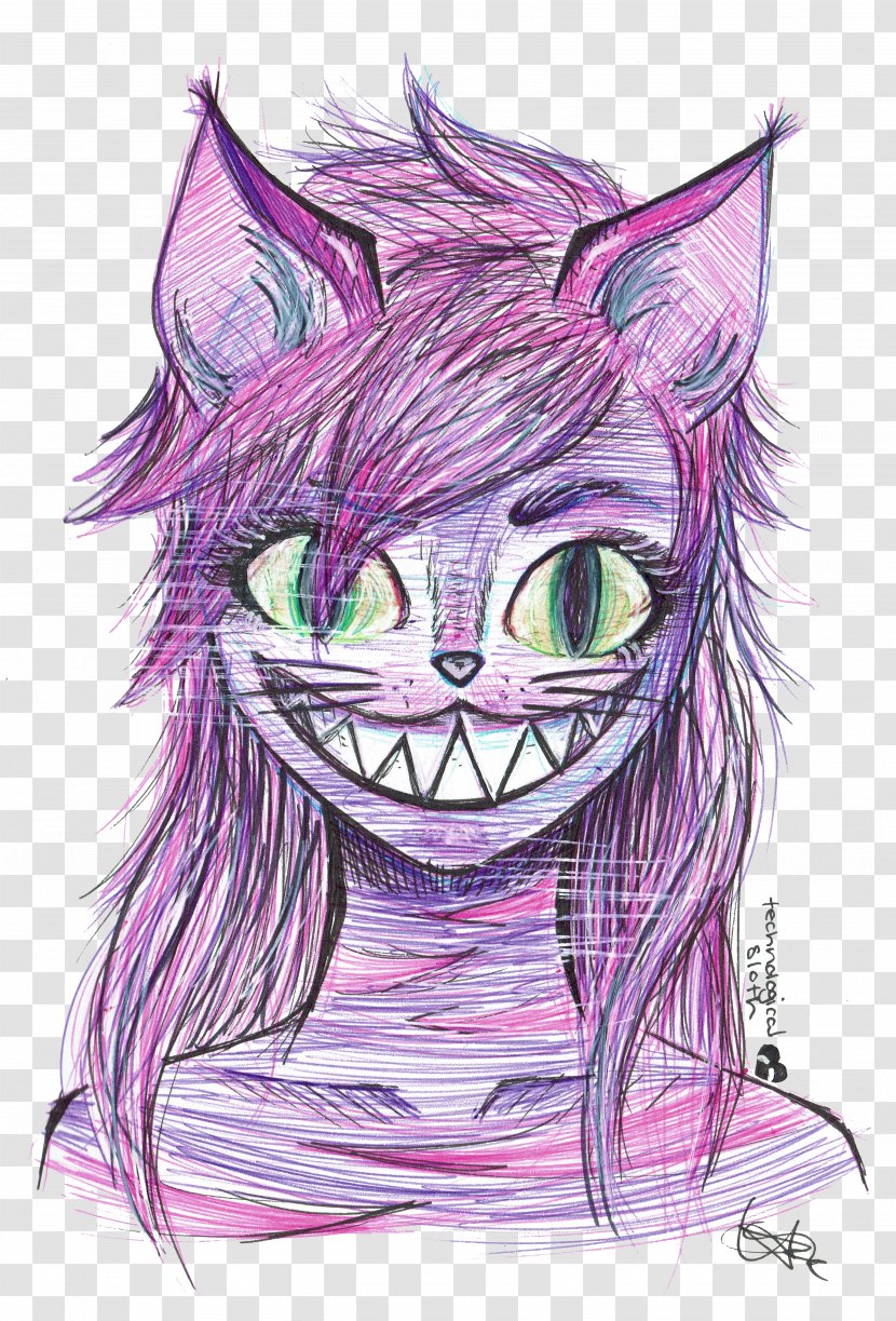 Catgirl Cheshire Cat Sketch - Cartoon Transparent PNG
