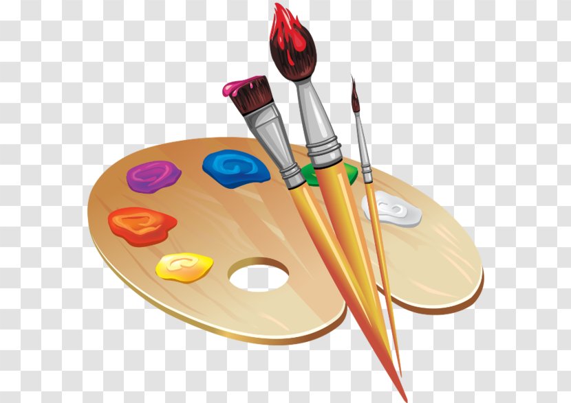 Palette Drawing Painting Art - Cutlery - Paint Brush Transparent PNG