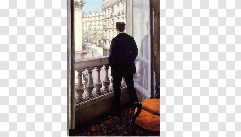 Young Man At His Window Painting Paris Street; Rainy Day Impressionism Art - Realism Transparent PNG