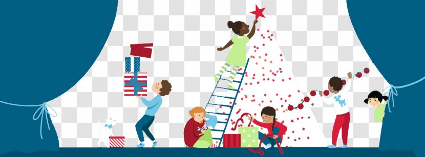 Christmas Tree Illustration - Brand - Children Decorating A Transparent PNG