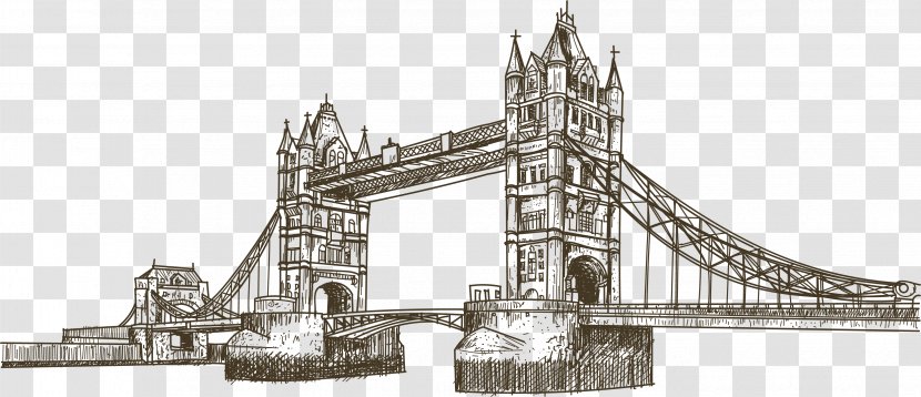 Big Ben Tower Bridge Landmark - London BridgeHand Painted Transparent PNG