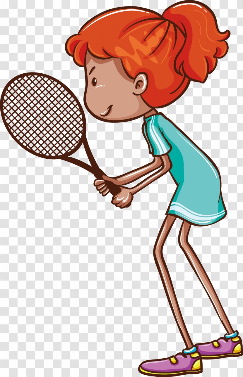 Tennis Player Drawing Illustration - Flower - PE Badminton Transparent PNG