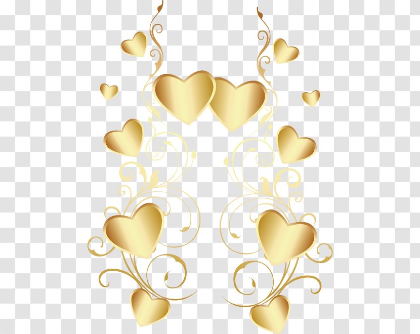 Heart - Text - Heart-shaped, Gold Material Taobao, Valentine's Day Element Transparent PNG