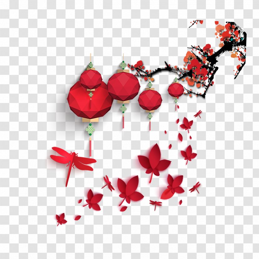 Chinese New Year Lunar Fu - Zodiac - Lantern Dragonfly Transparent PNG