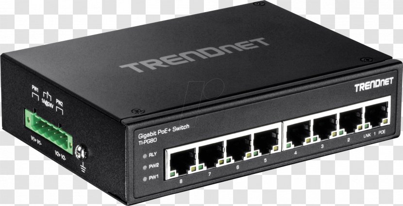 Gigabit Ethernet Power Over Network Switch DIN Rail - Ieee 8023at - Trendnet Transparent PNG
