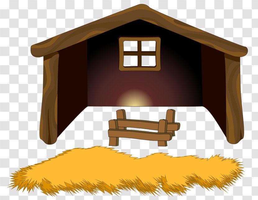 Clip Art Image Nativity Scene Christmas Day - Log Cabin - House Cartoon Clker Transparent PNG