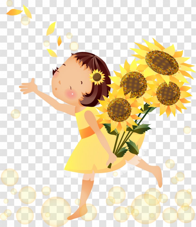 Common Sunflower Drawing Cartoon - Flower - Seasons Transparent PNG
