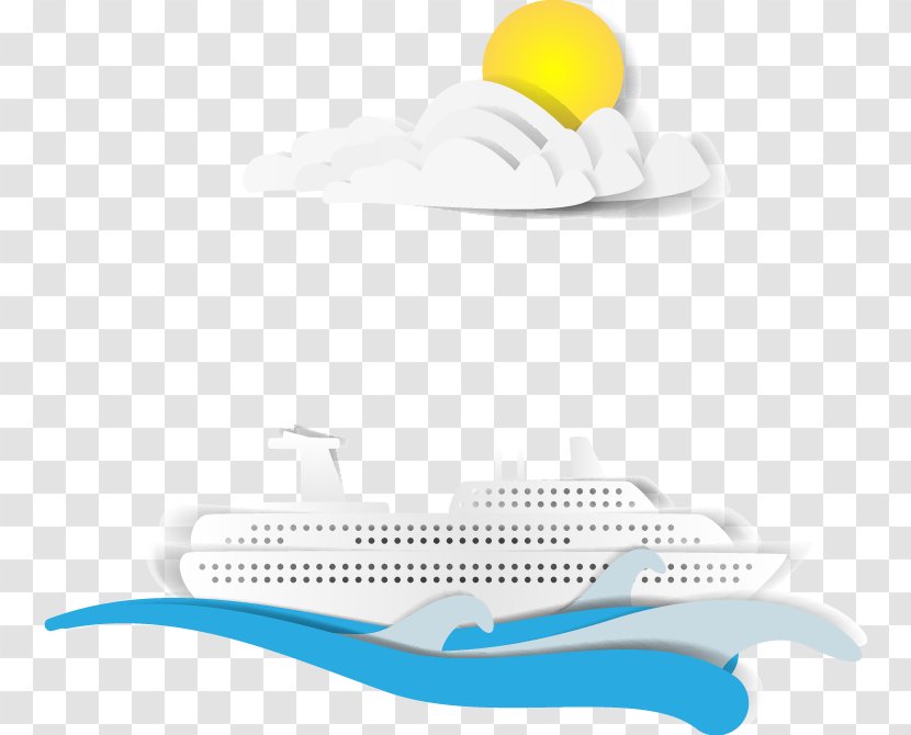 Tourism Cruise Ship Collage - White - Creative Paper-cut Transparent PNG