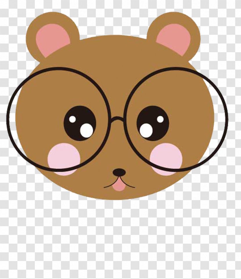 Bear Cartoon Cuteness Illustration - Flower - With Glasses Transparent PNG