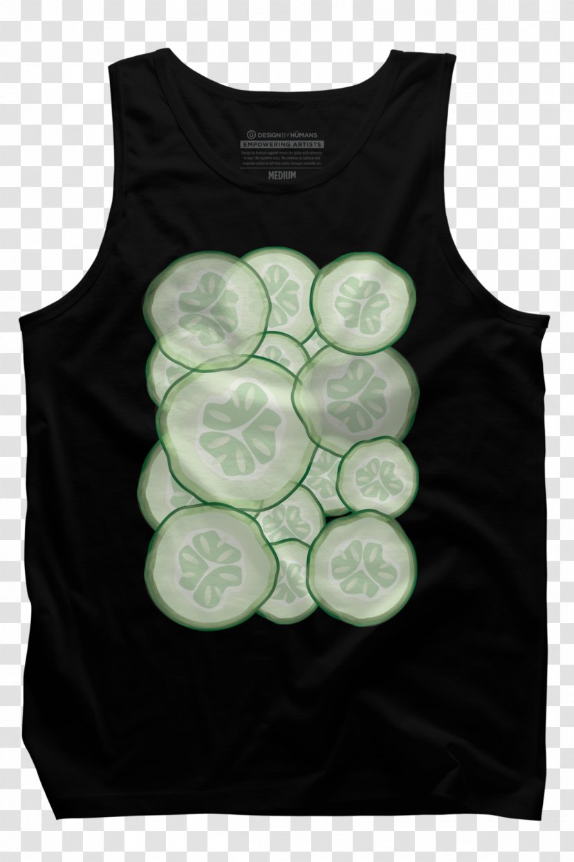 T-shirt Gilets Sleeve Green - Vest - Cucumber Slices And Image Transparent PNG