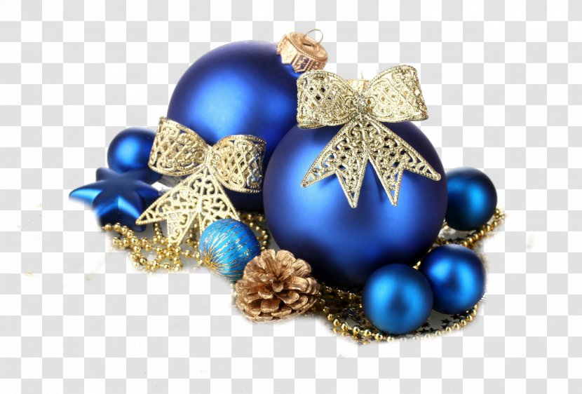Christmas Decoration Ornament Blue Gold - Bombka - New Year Transparent PNG