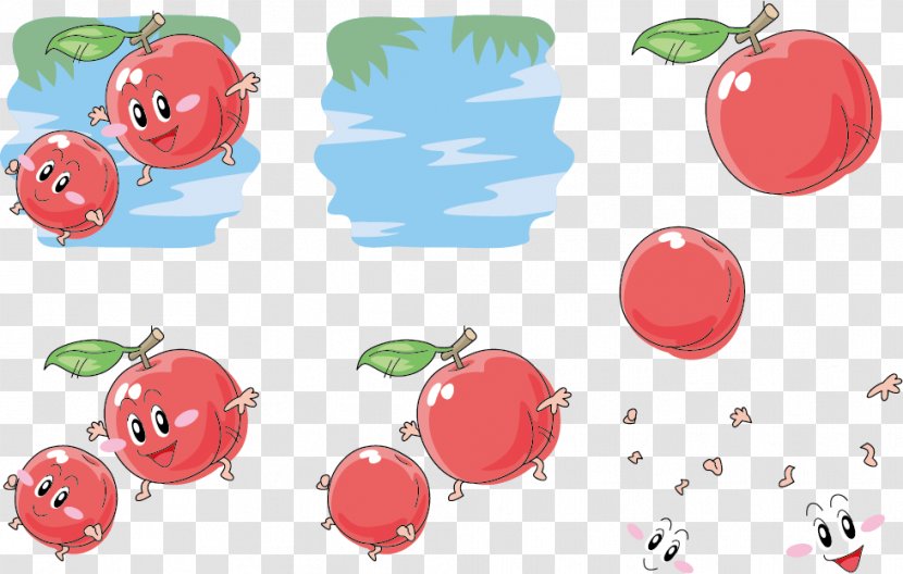 Peach Cartoon Illustration - Food - Expression Vector Painted Apple Transparent PNG