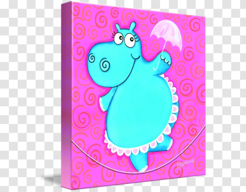 Gallery Wrap Hippopotamus Canvas Turquoise Printmaking - Circus Transparent PNG