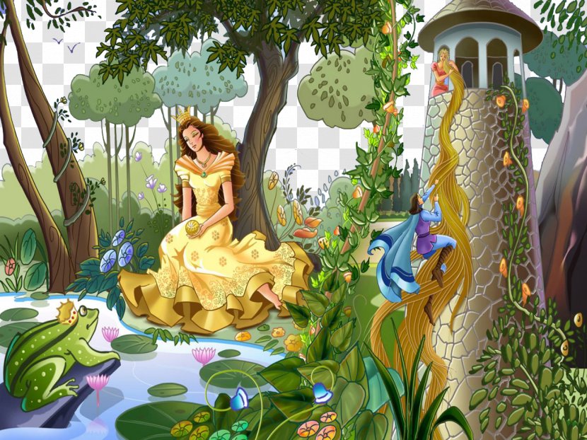 Grimms Fairy Tales Cinderella Wallpaper - Garden - Hand-painted Snow White Transparent PNG