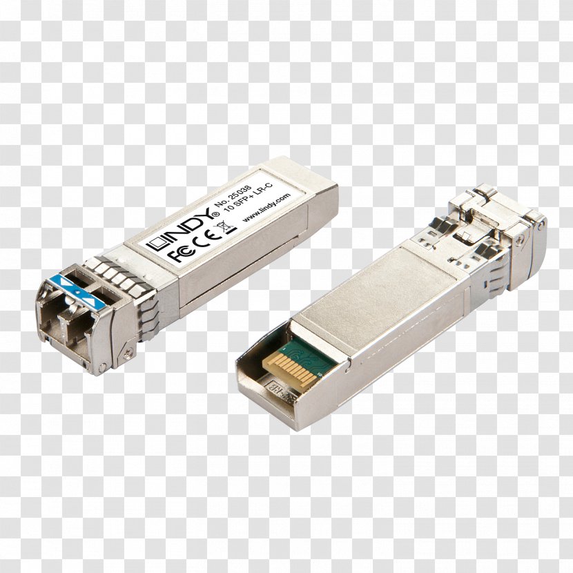 Electrical Connector 10 Gigabit Ethernet Lindy Electronics Network Switch - Singlemode Optical Fiber - Small Form-factor Pluggable Transceiver Transparent PNG