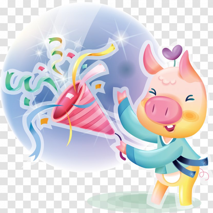Gift Birthday Clip Art - Fictional Character - Pig Transparent PNG
