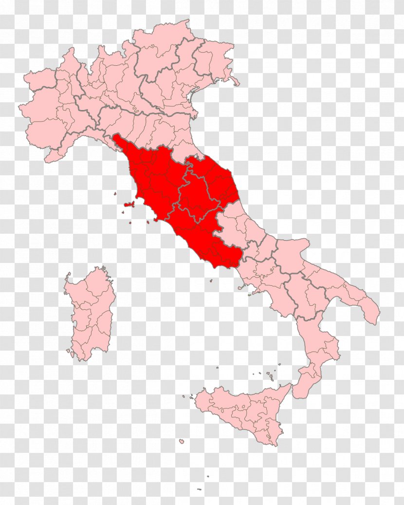 Regions Of Italy Flag Map Clip Art - Blank - Central Transparent PNG