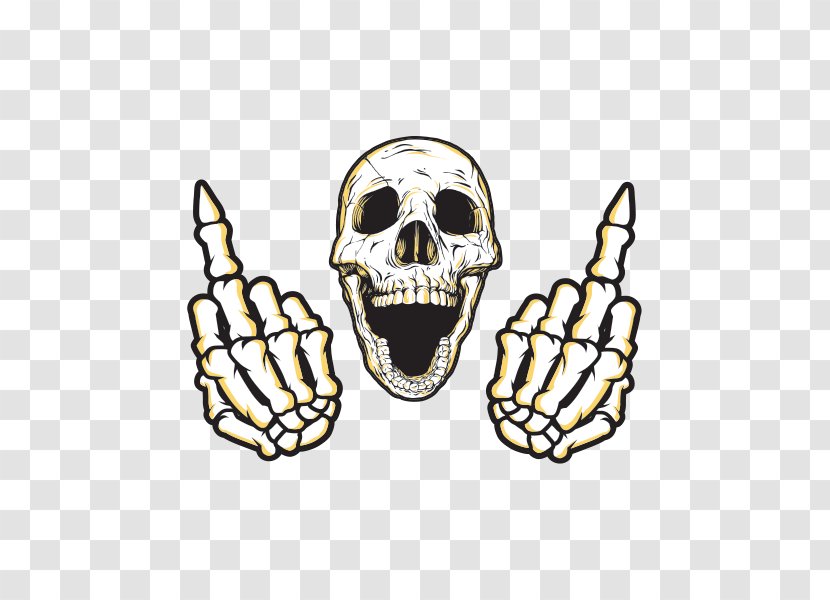 Skull Middle Finger Skeleton Bandana - Bone Transparent PNG