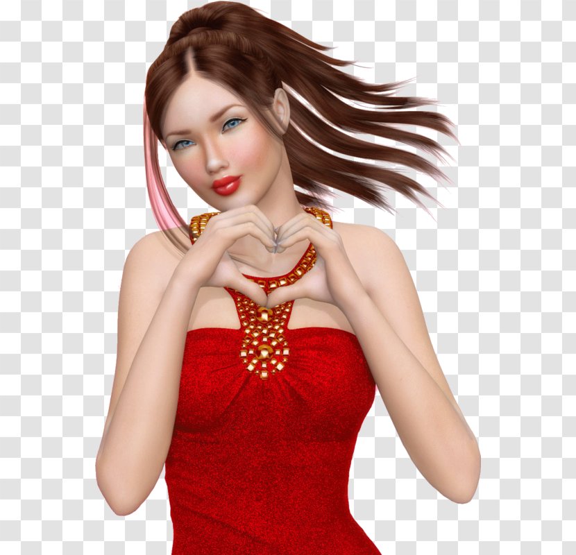 Woman - Dress - Brown Hair Transparent PNG