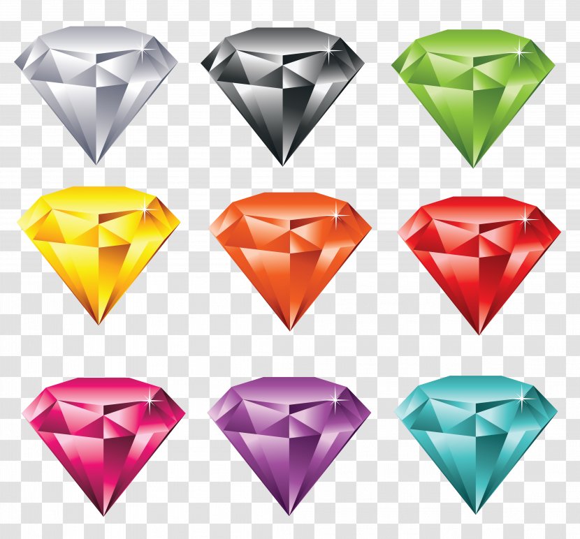 Gemstone Jewellery Clip Art - Color - Multicolor Diamonds Set Clipart Transparent PNG
