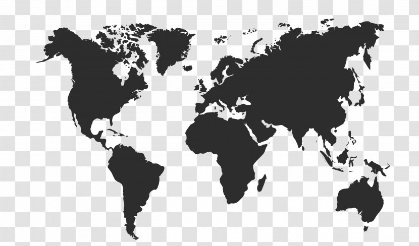Globe World Map Blank - Black Transparent PNG