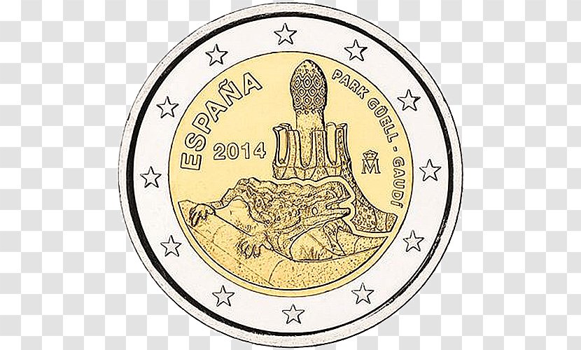Park Güell 2 Euro Commemorative Coins Spanish Coin Transparent PNG