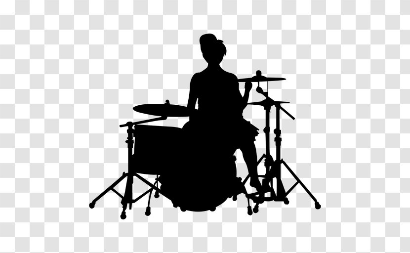 Bass Drums Drummer Silhouette - Bateria Transparent PNG