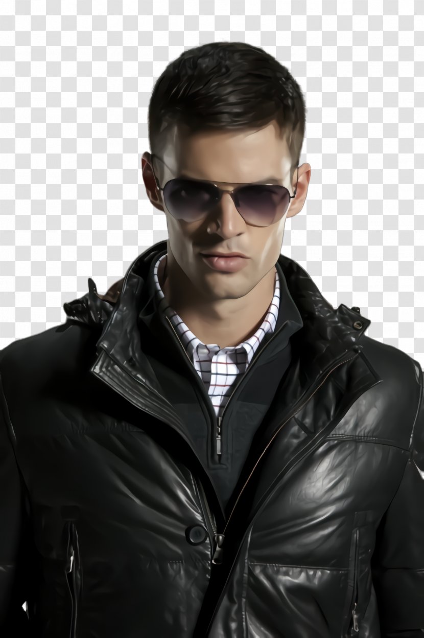 Eyewear Hair Leather Jacket - Textile Male Transparent PNG