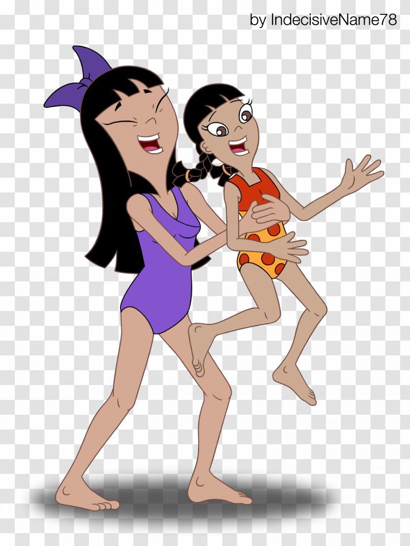 Candace Flynn Stacy Hirano One-piece Swimsuit Happy Birthday, Isabella! - Watercolor - Silhouette Transparent PNG