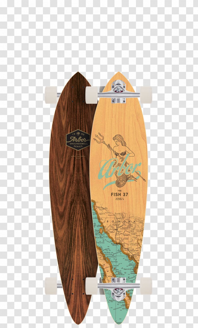 Arbor Axis Walnut Longboard Complete Skateboard Bamboo Fish Koa - Gold Coast Classic Floater Transparent PNG