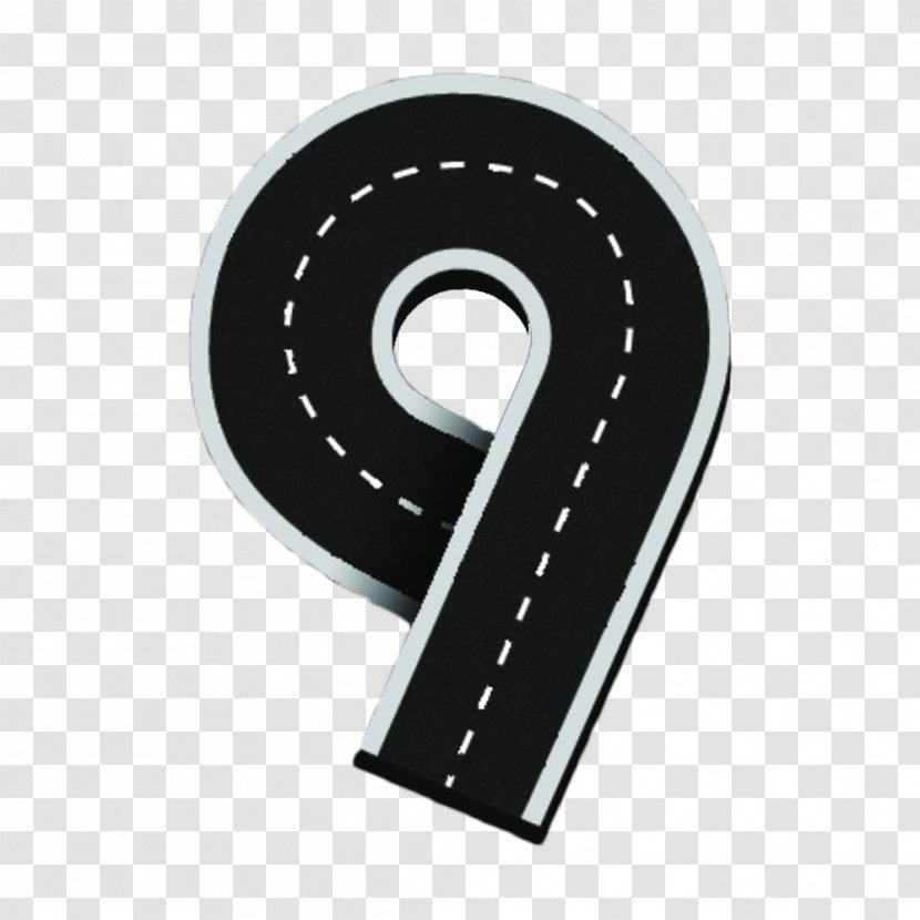 Road Highway Numerical Digit - Designer - Creative Number 9 Transparent PNG
