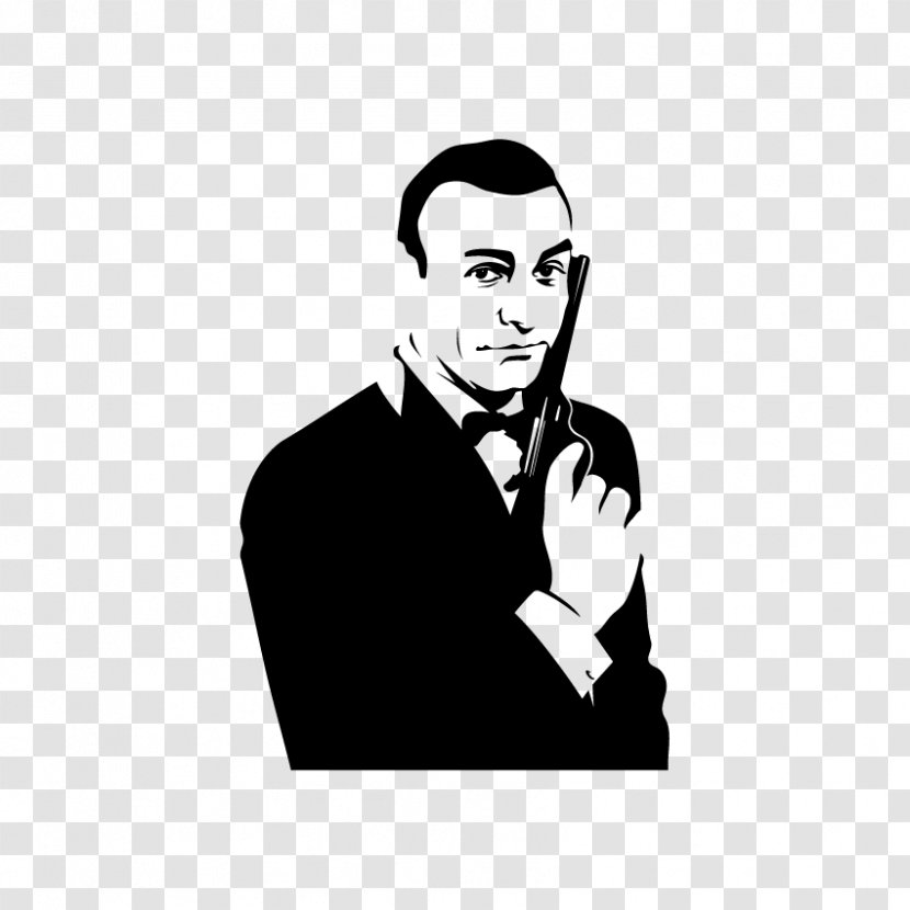 James Bond Sean Connery Goldfinger Sticker Wall Decal - Monochrome Transparent PNG