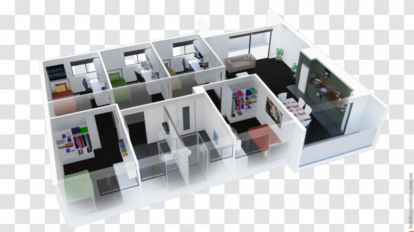 House Plan 3D Floor Bedroom - Apartment Transparent PNG