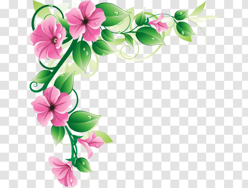 Border Flowers Pink Clip Art - Floristry - Flower Transparent PNG