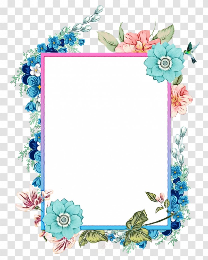 Watercolor Background Frame - Flower - Interior Design Turquoise Transparent PNG