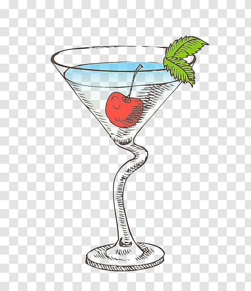 Cocktail Drink Illustration - Hand-painted Cherry Glass Transparent PNG