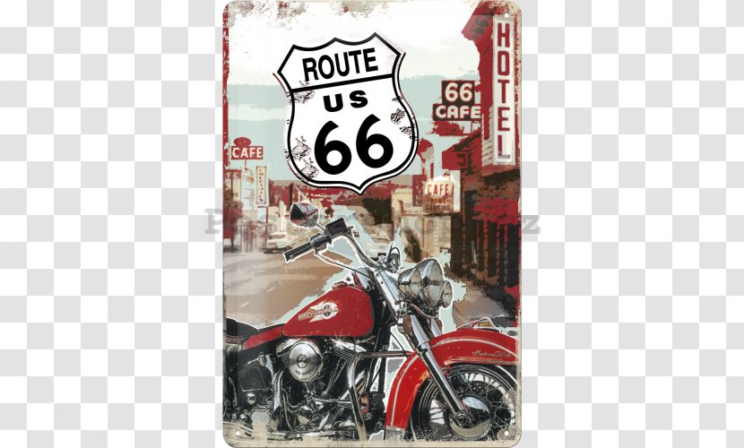U.S. Route 66 Harley-Davidson Nostalgic Art Tin Sign – 22164 Motorcycle Metal - Highway Transparent PNG