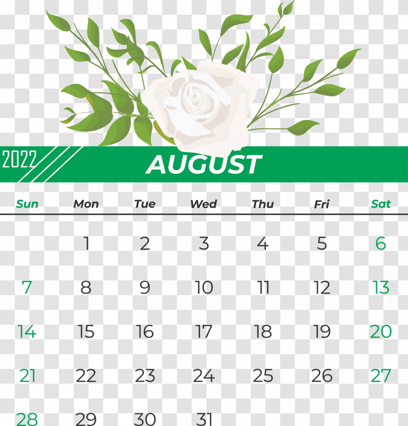 Flower Font Calendar Green Line Transparent PNG